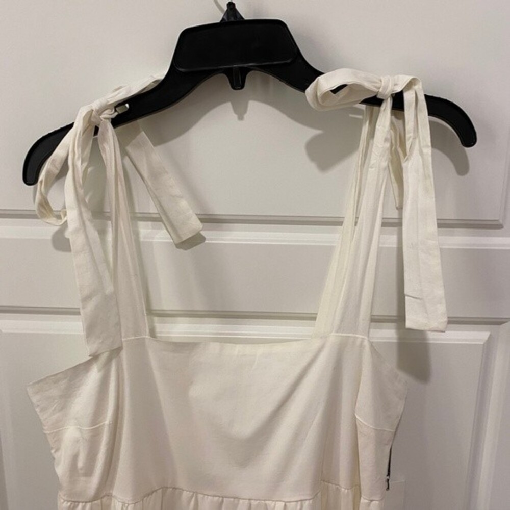 Jason Wu Tiered Cotton Eyelet Maxi Dress Ivory Large White Summer Shoulder Tie - Picture 5 of 14